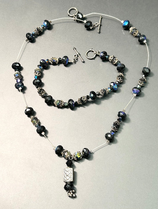 Faceted Glass Necklace & Bracelet