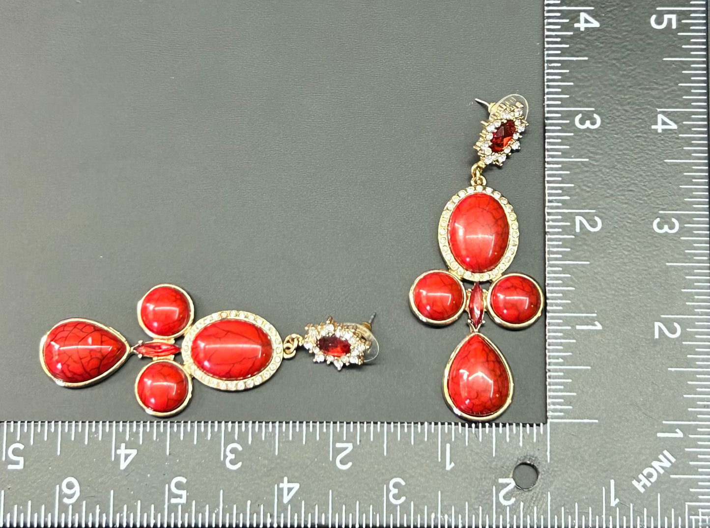 Red Faux Stone Earrings