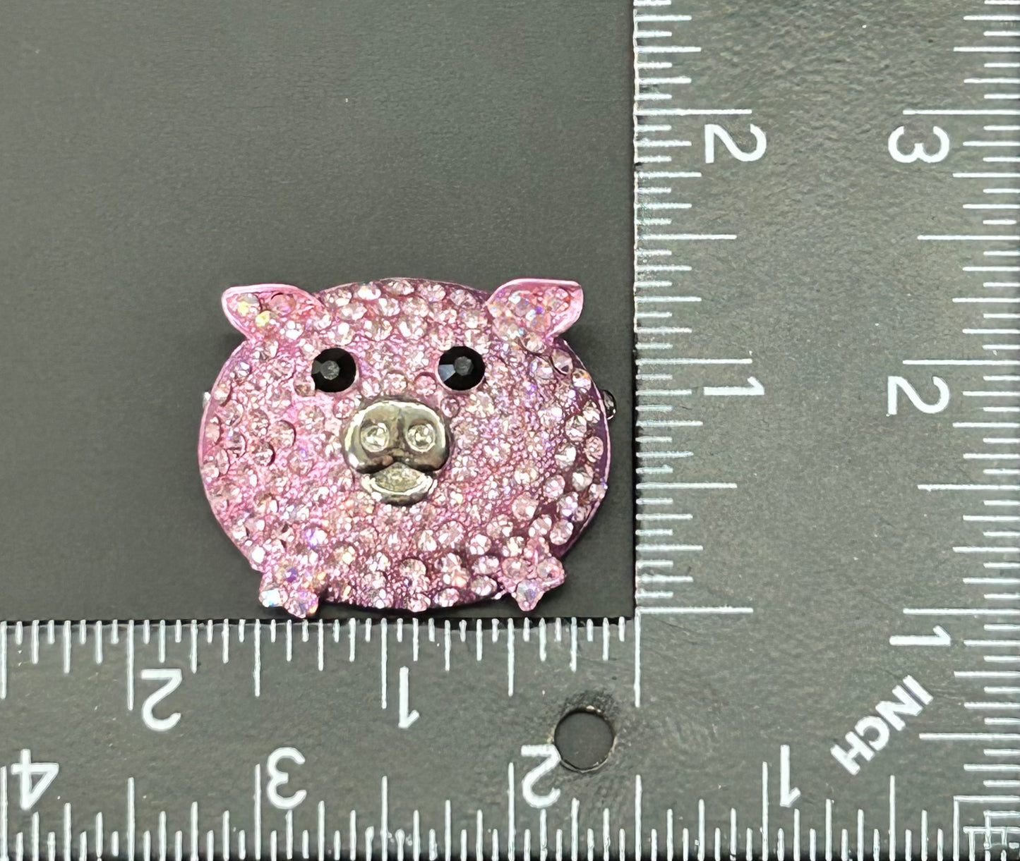 Rhinestone Pig Brooch