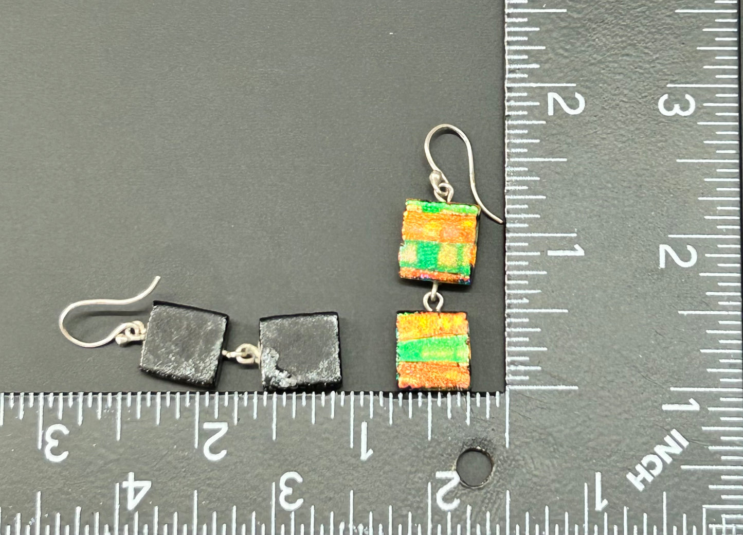 Sterling Silver Foil Glass Earrings
