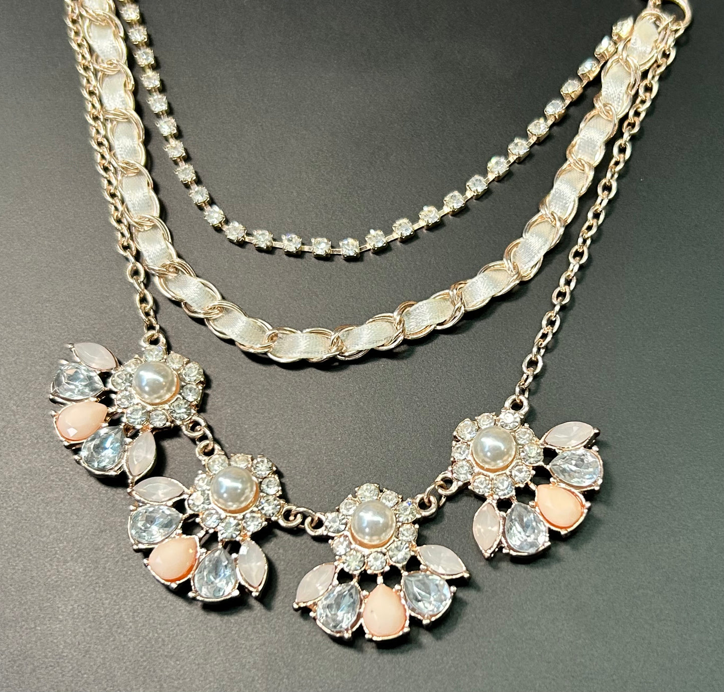 Gold Tone Rhinestone Necklace