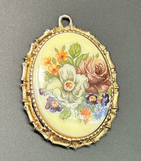 Transferware Flower Pendant