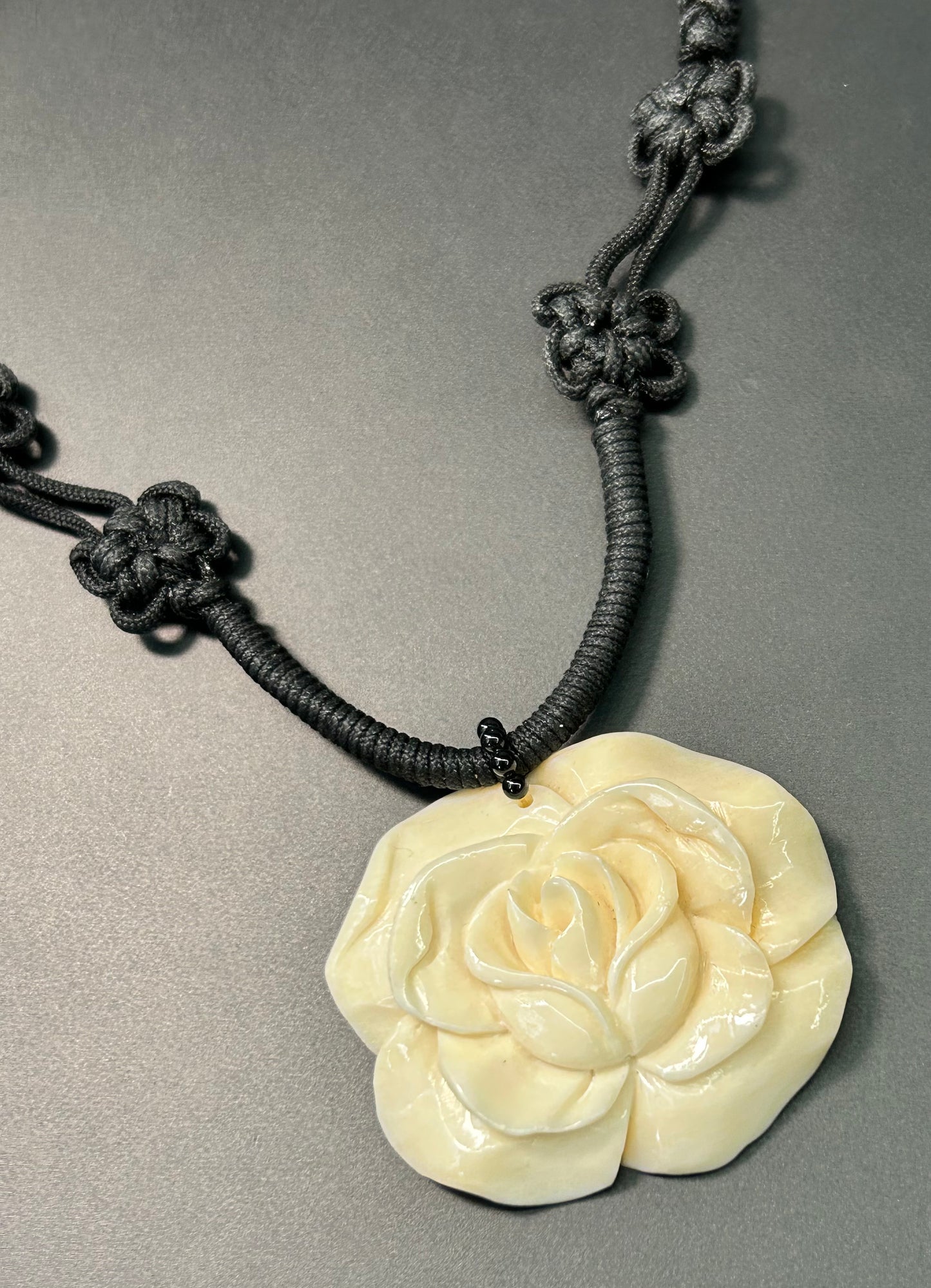 Sterling Silver Carved Bone Necklace