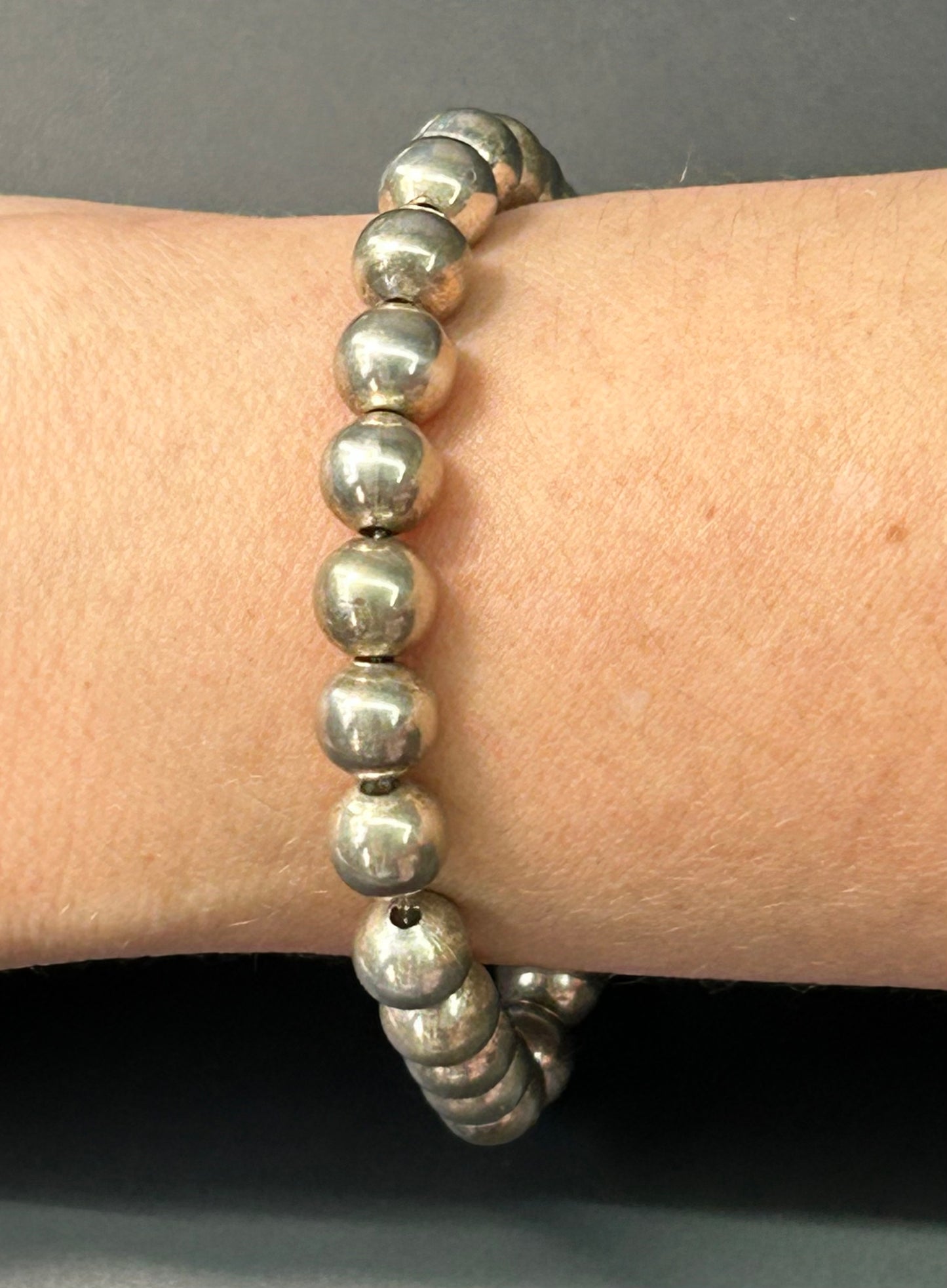 Silver Tone Ball Beaded Bracelet