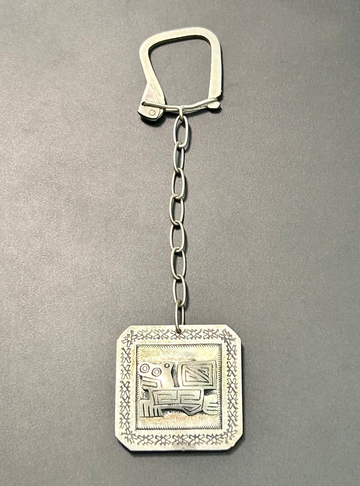 Vintage Sterling Silver Aztec Keychain