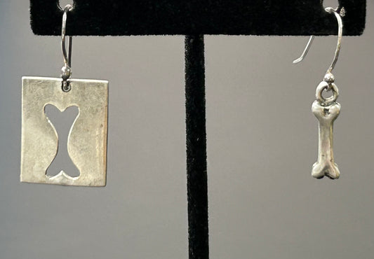 Sterling Silver Bone Earrings