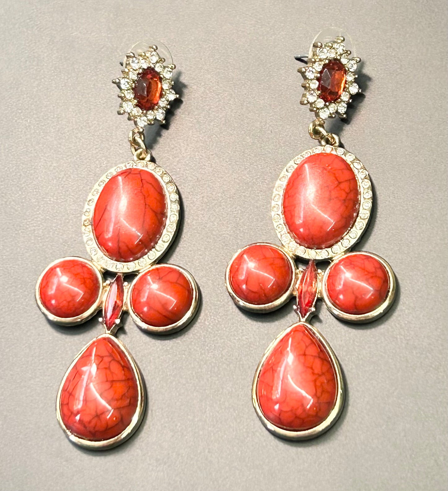 Red Faux Stone Earrings