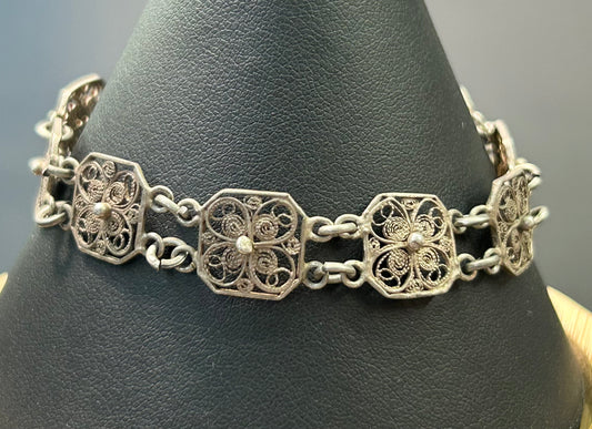 Antique Sterling Silver Filigree Bracelet