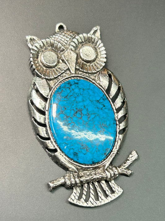 Faux Turquoise Owl Pendant