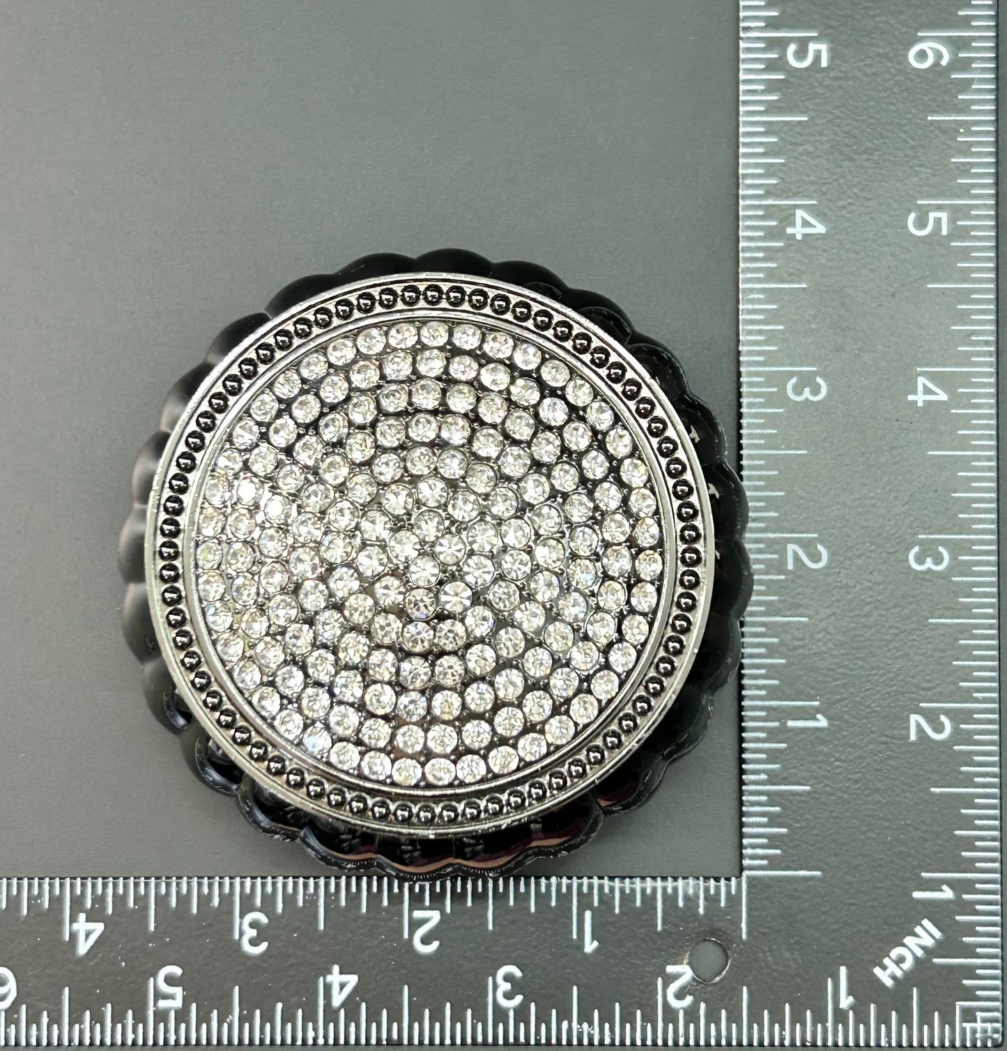 Gunmetal Tone Rhinestone Trinket Box