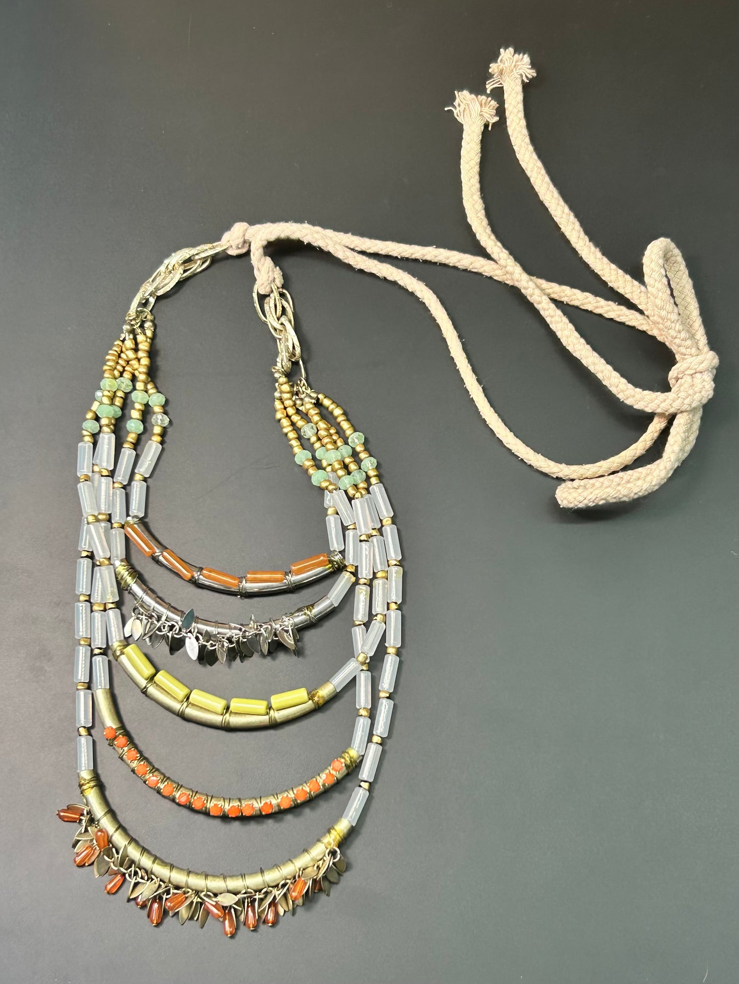 Acrylic Bead Cord Necklace