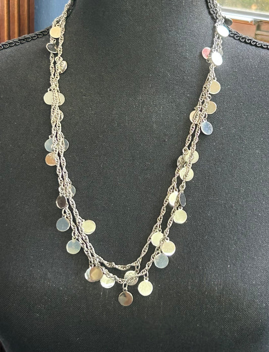 Silver Tone Disc Necklace