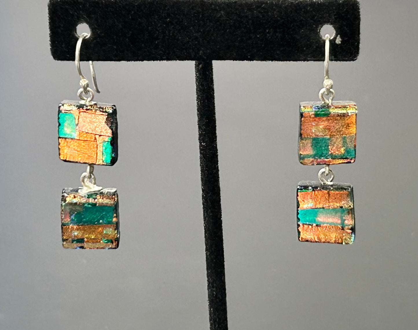 Sterling Silver Foil Glass Earrings