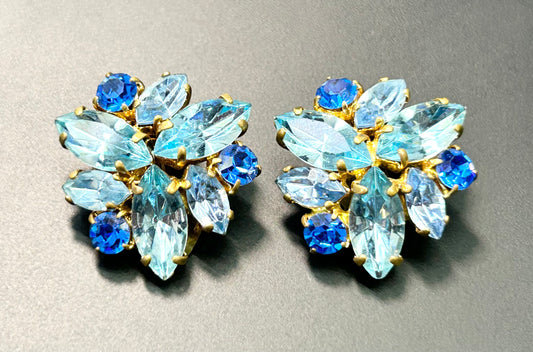 West Germany Rhinestone Clip Earrings