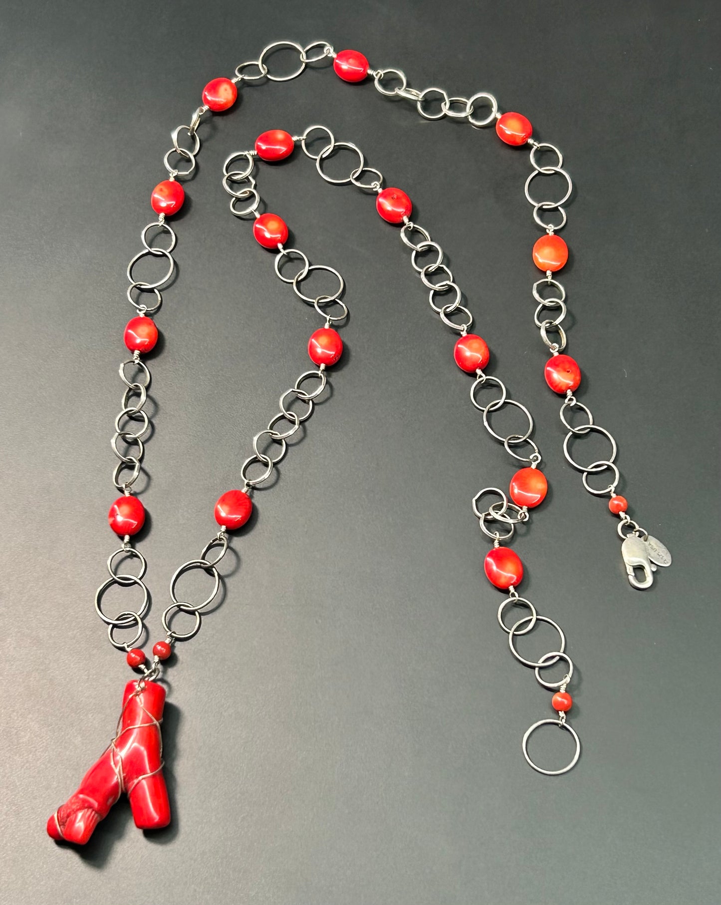 KL Studio Sterling Silver Coral Necklace