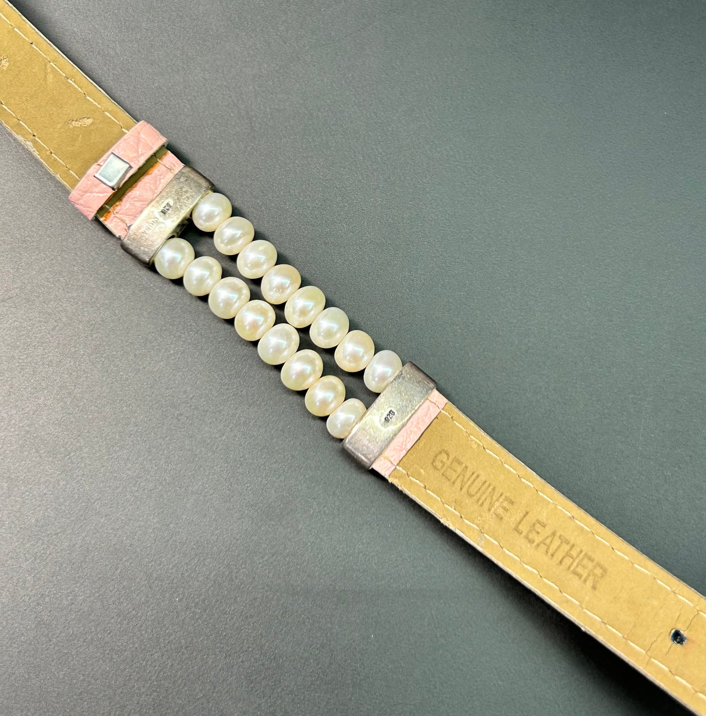 Sterling Silver Pearl & Leather Bracelet