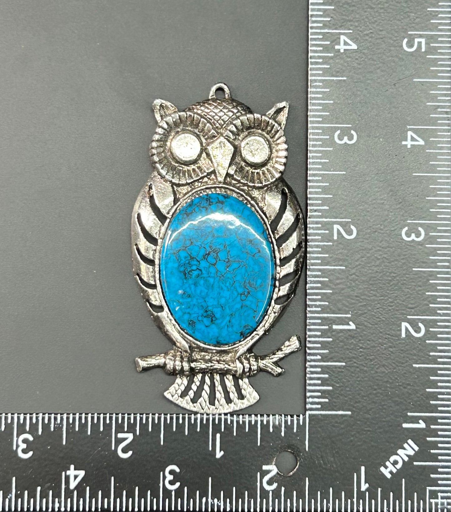 Faux Turquoise Owl Pendant