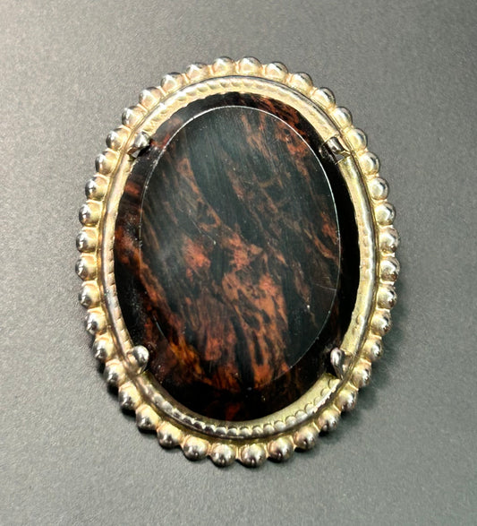 Vintage Mahogany Obsidian Brooch