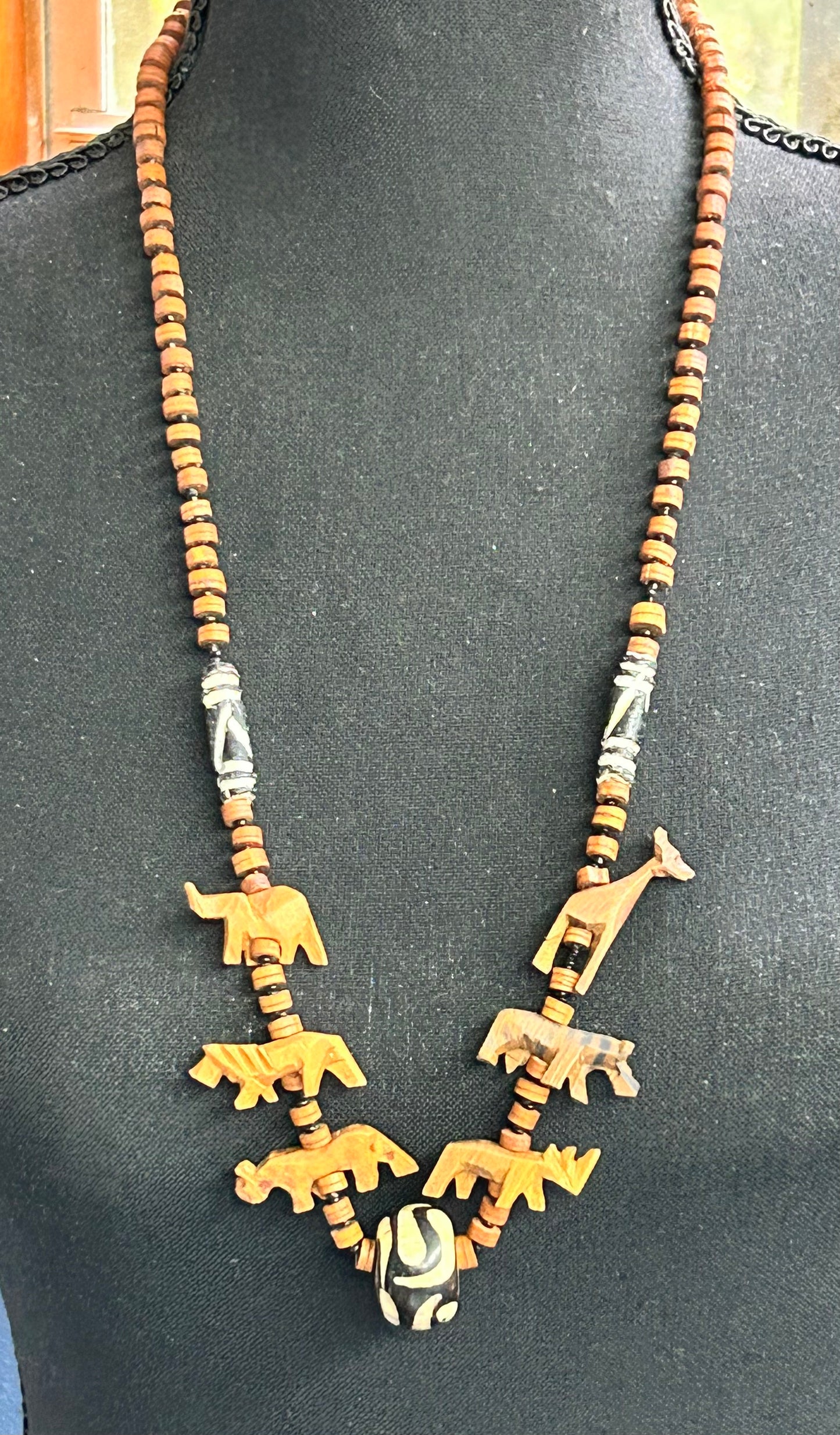 Wood Carved Animal Necklace
