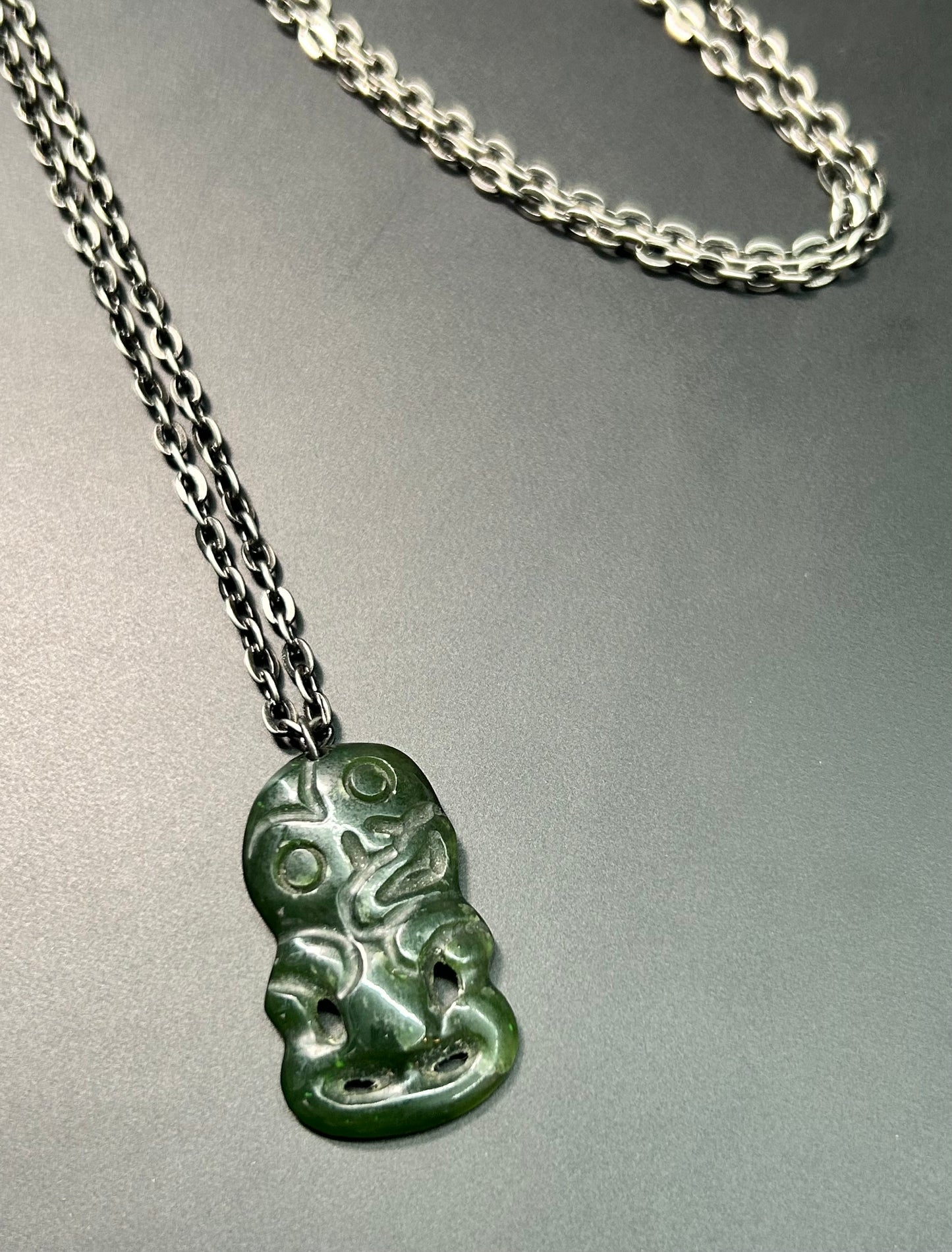 Hei Tiki Carved Jade Necklace