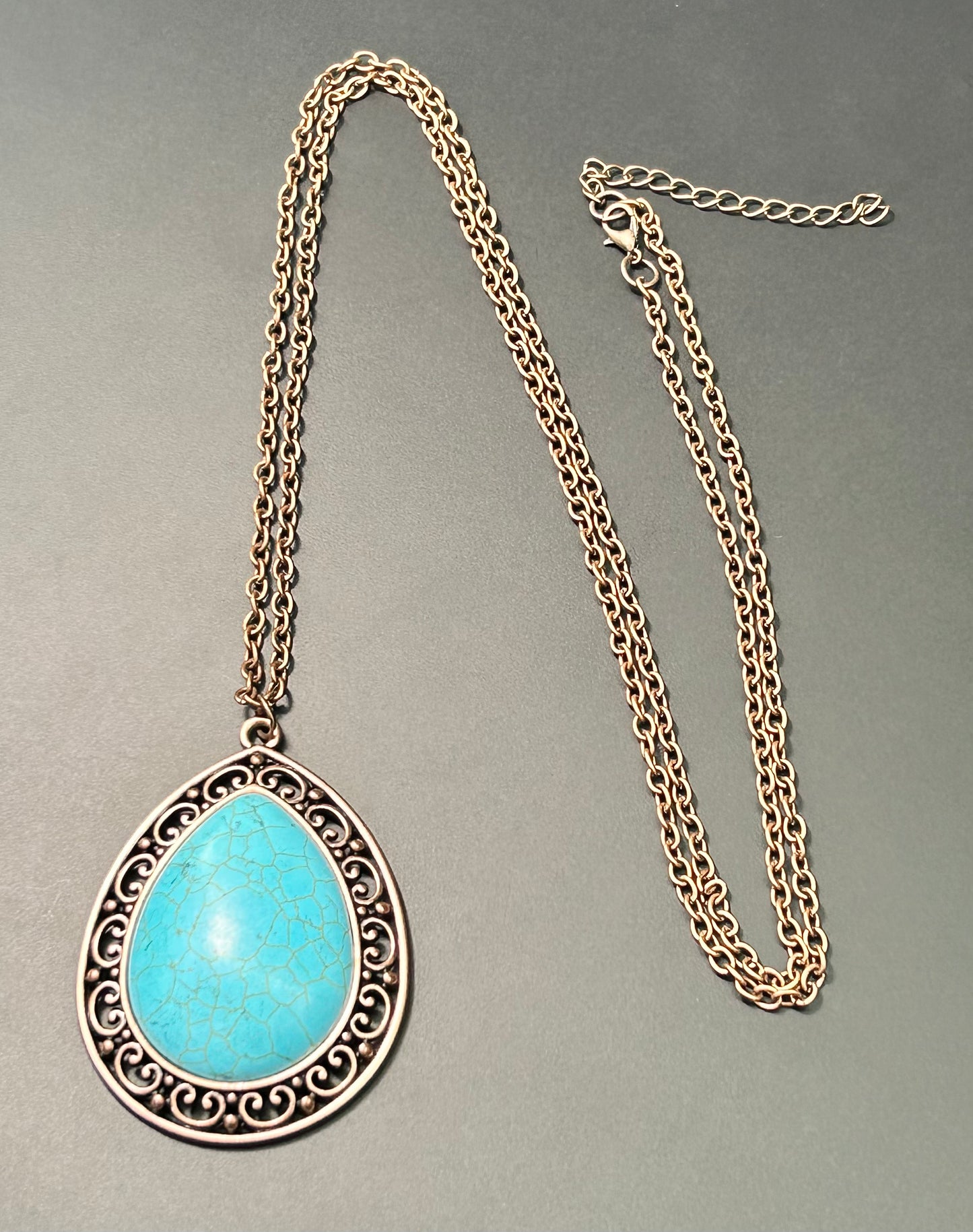 Copper Tone Dyed Stone Necklace