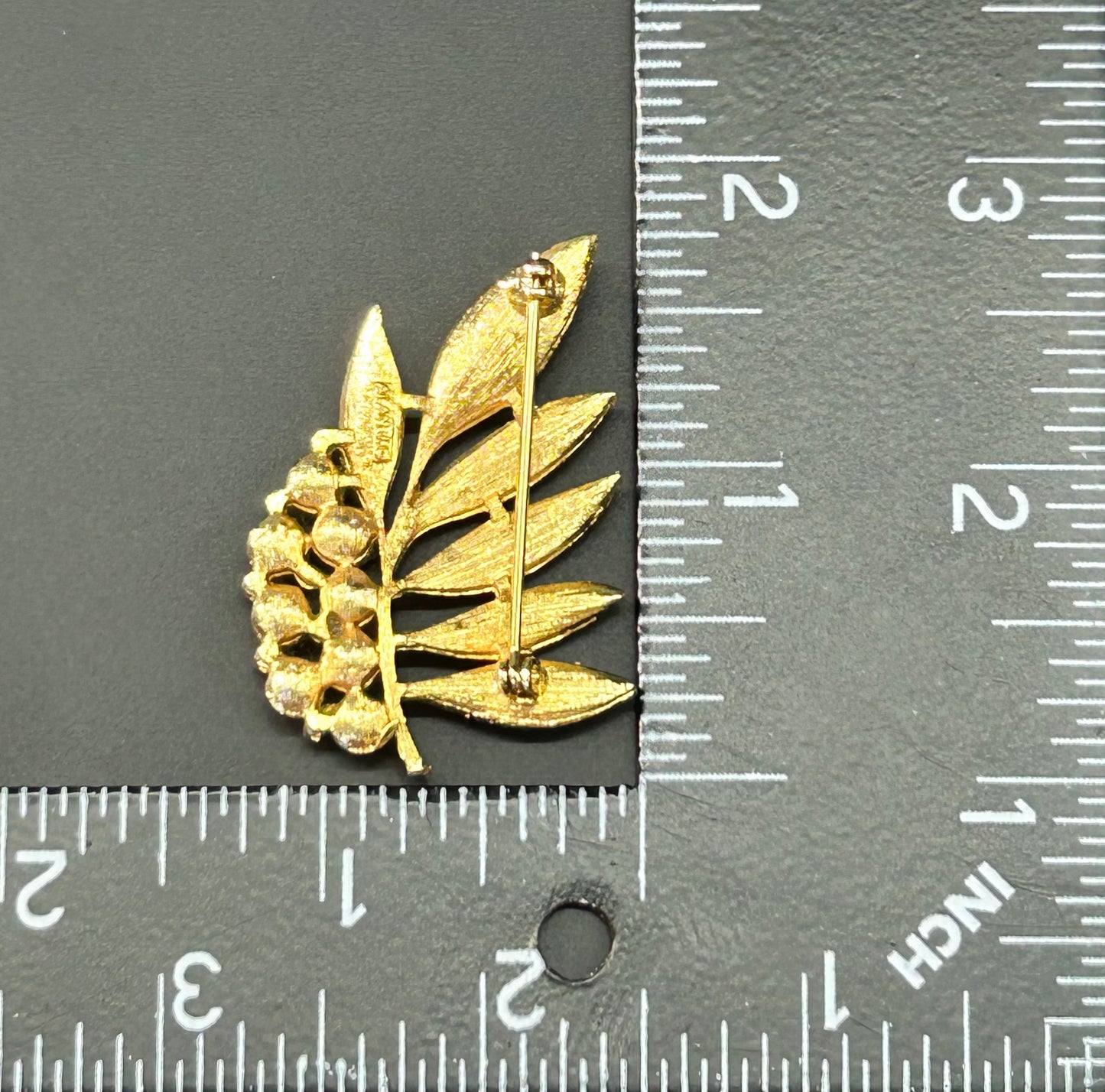 Alan J. Faux Pearl Leaf Brooch