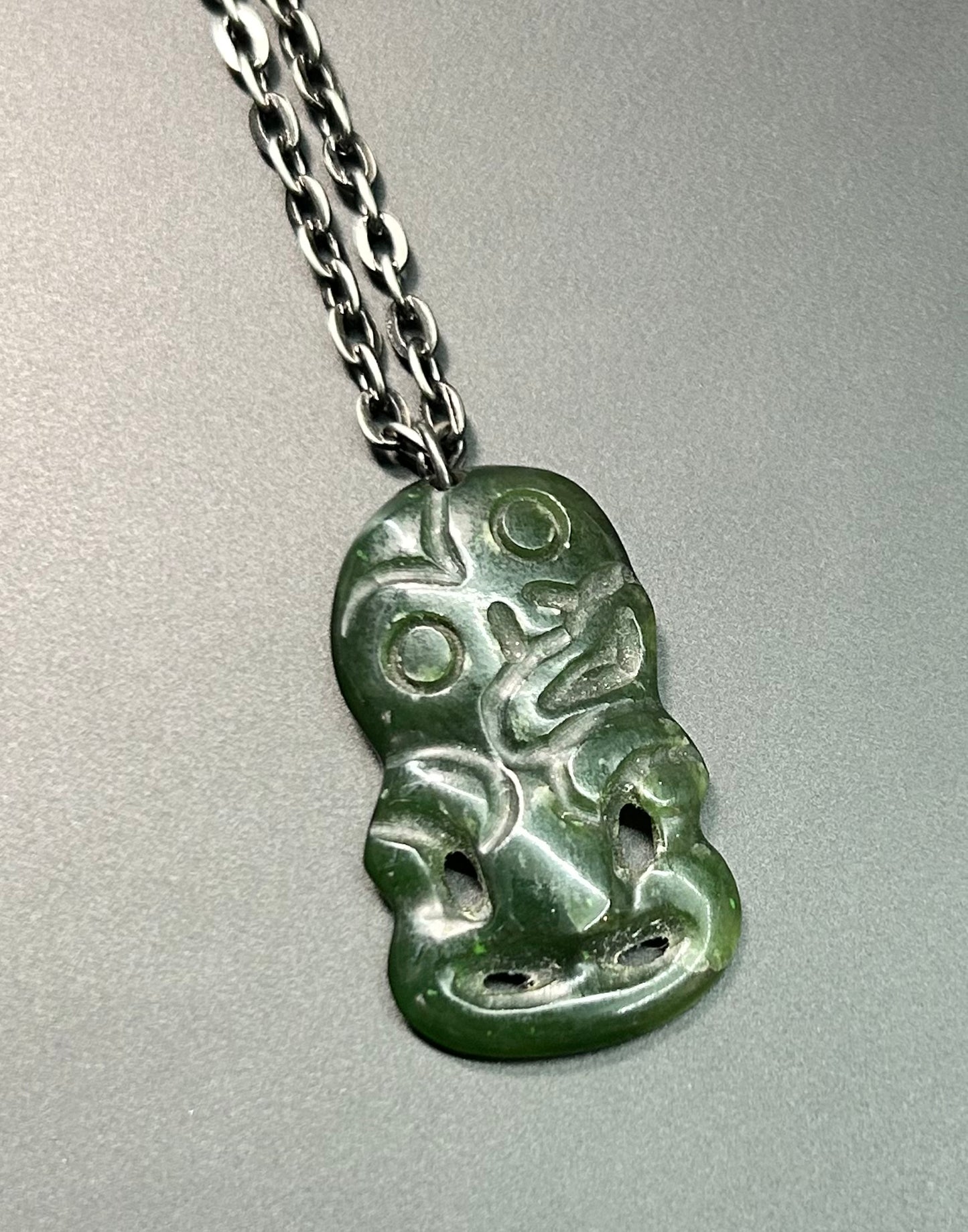 Hei Tiki Carved Jade Necklace