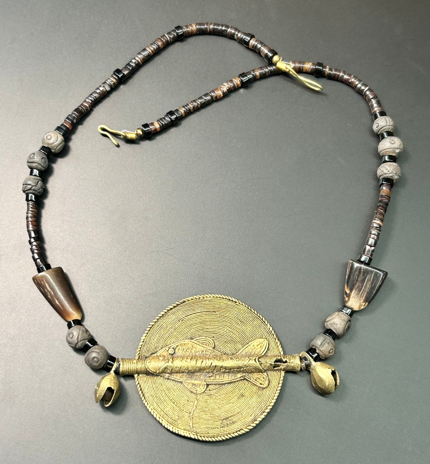 Brass & Horn Fish Necklace