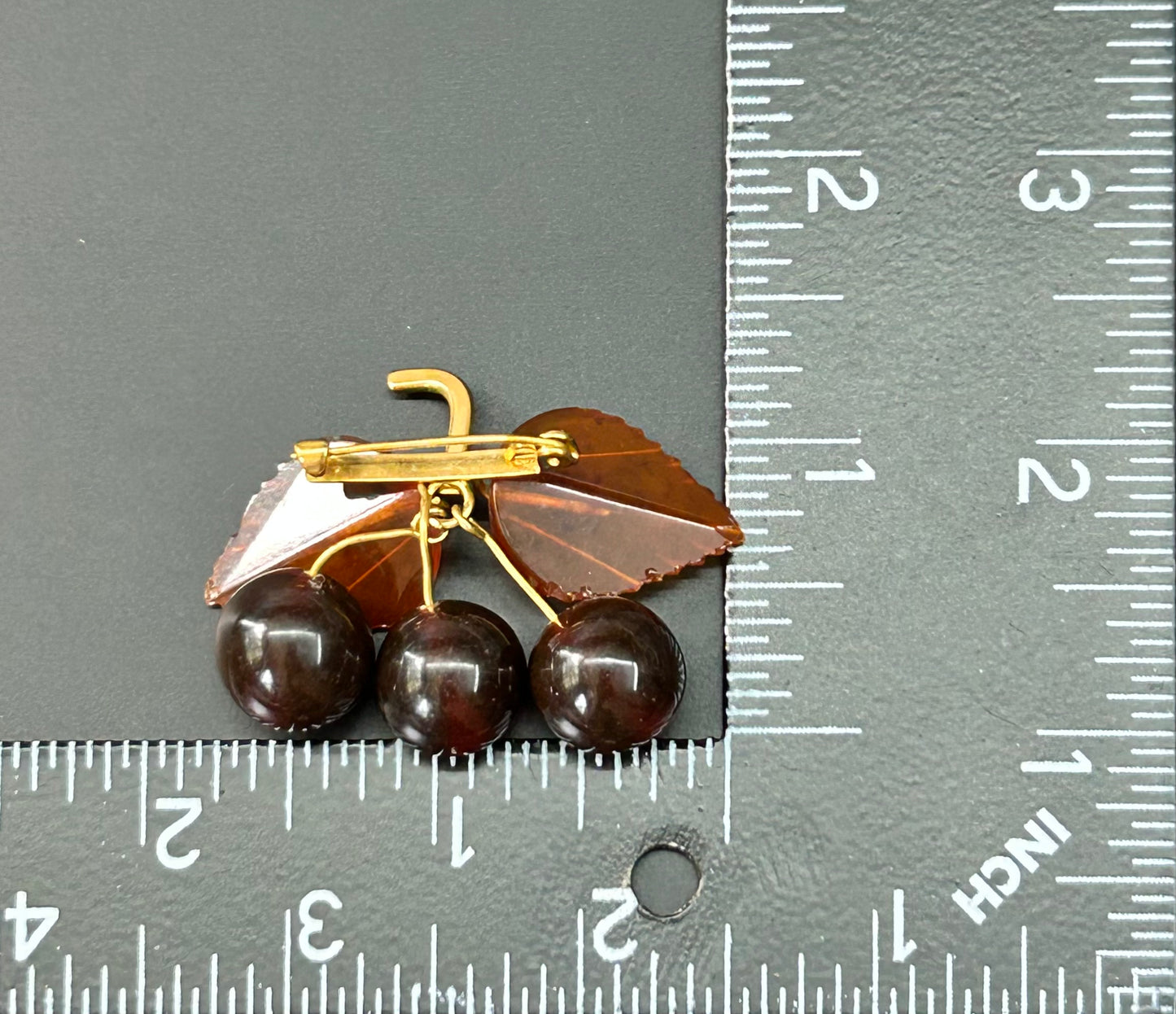 USSR Russian Amber Cherries Brooch