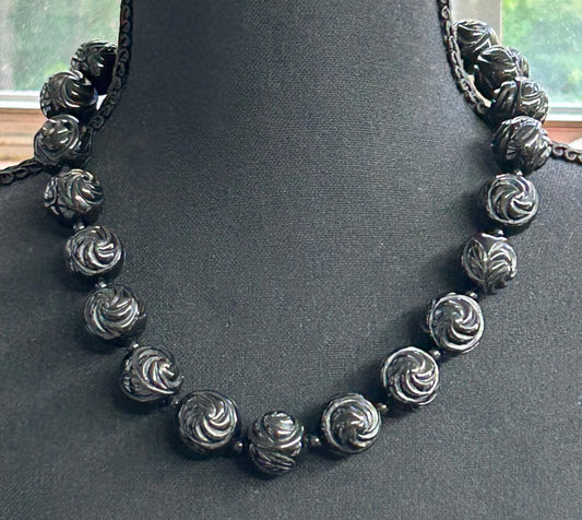 Cookie Lee Carved Bead Necklace