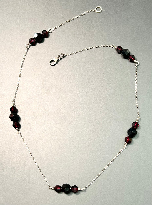 Sterling Silver Faceted Glass Necklace