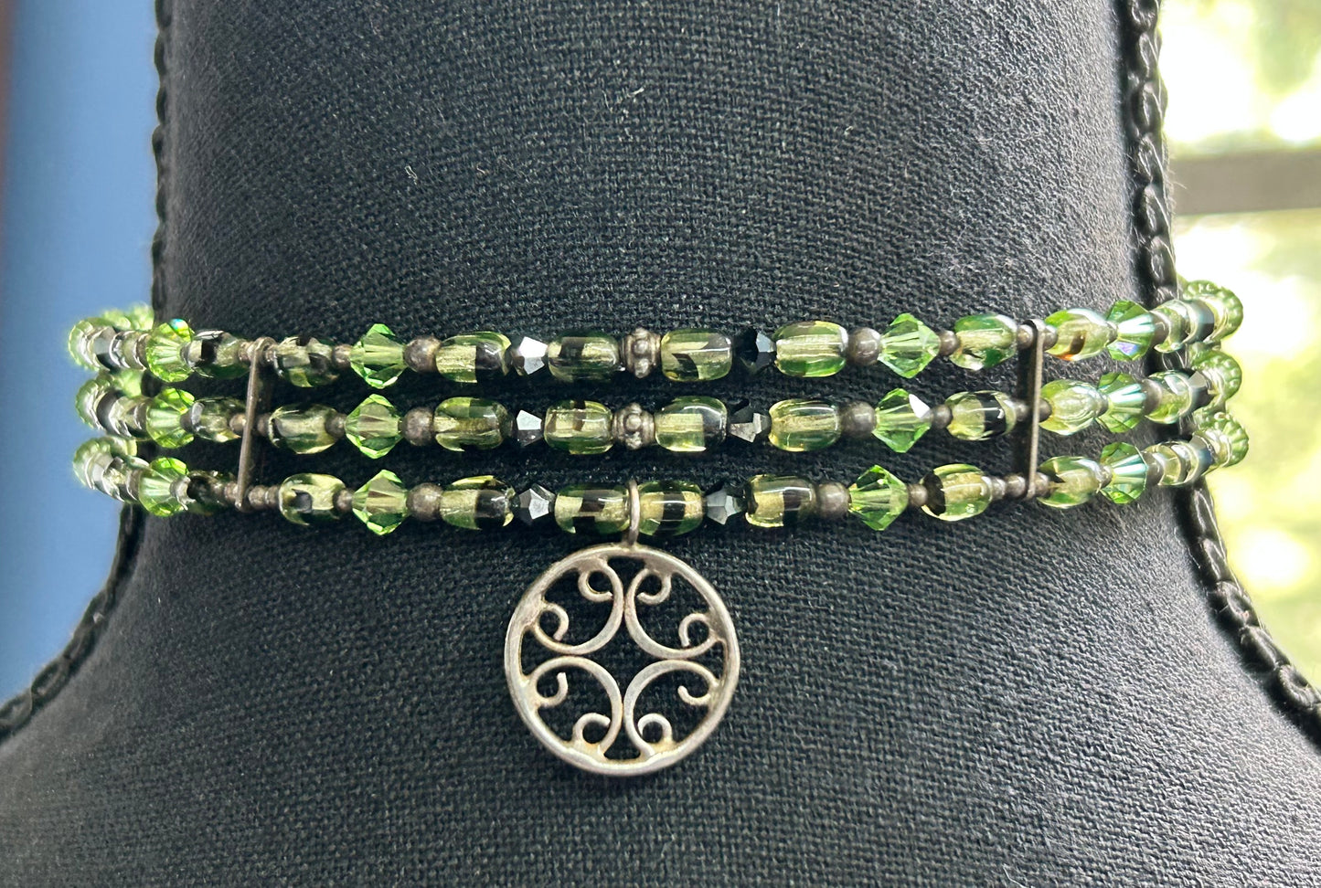 Sterling Silver Glass Bead Choker Necklace
