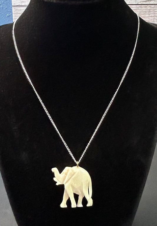 Sterling Silver Bone Elephant Necklace