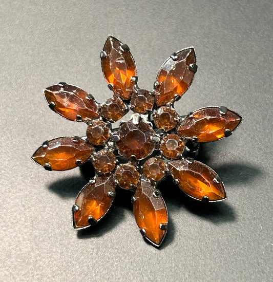 Rhinestone Flower Brooch
