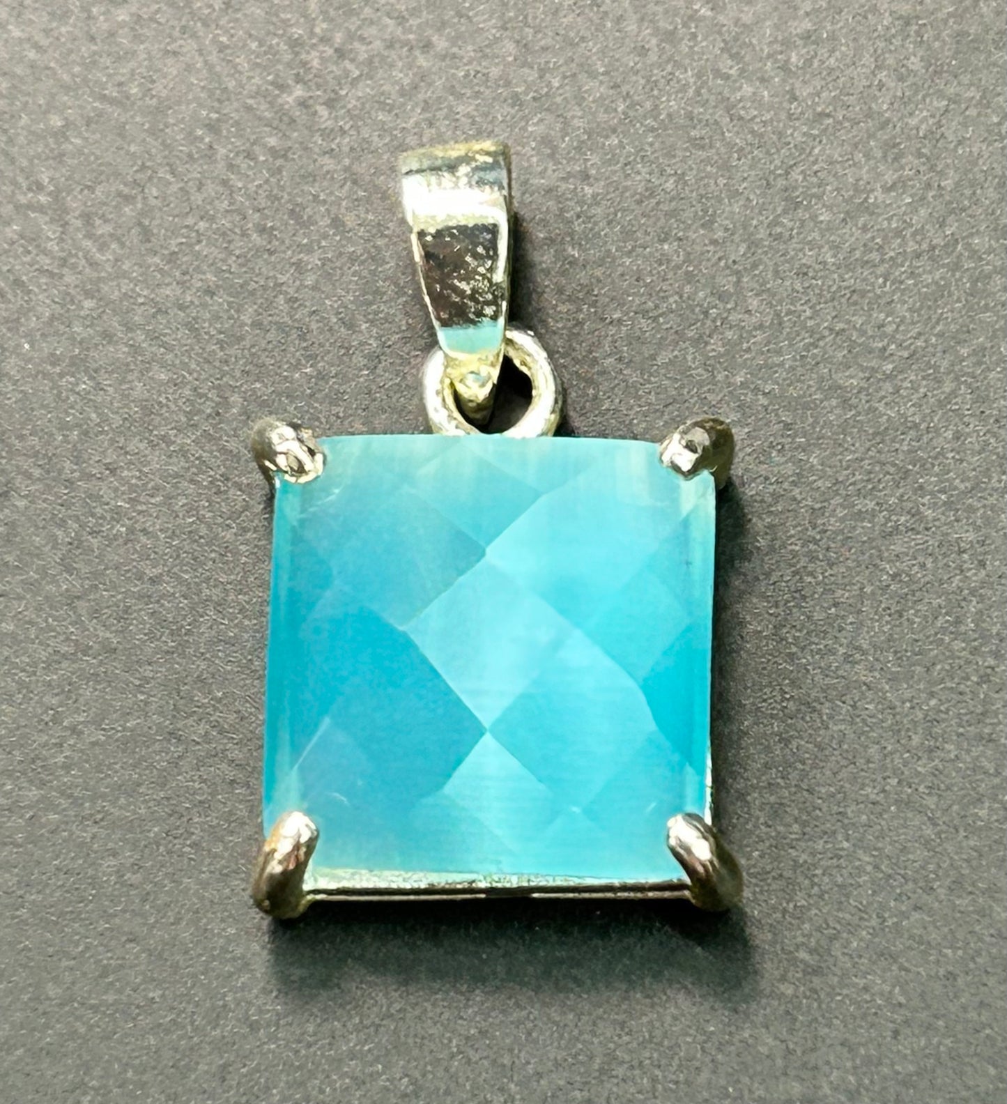 Frosted Blue CZ Pendant