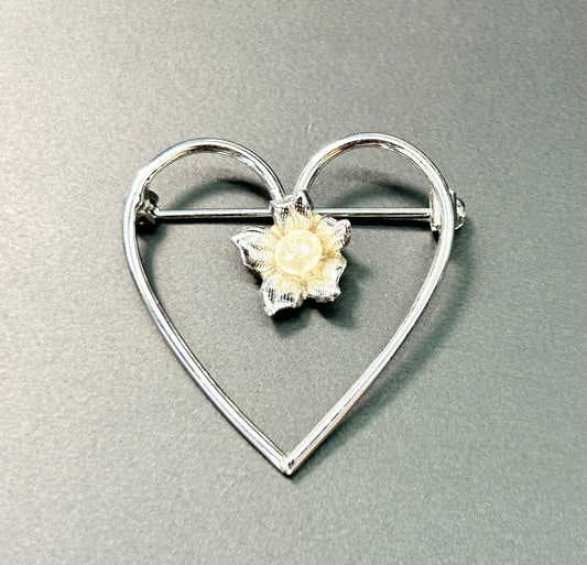 Vintage Hedy Sterling Silver Heart Brooch