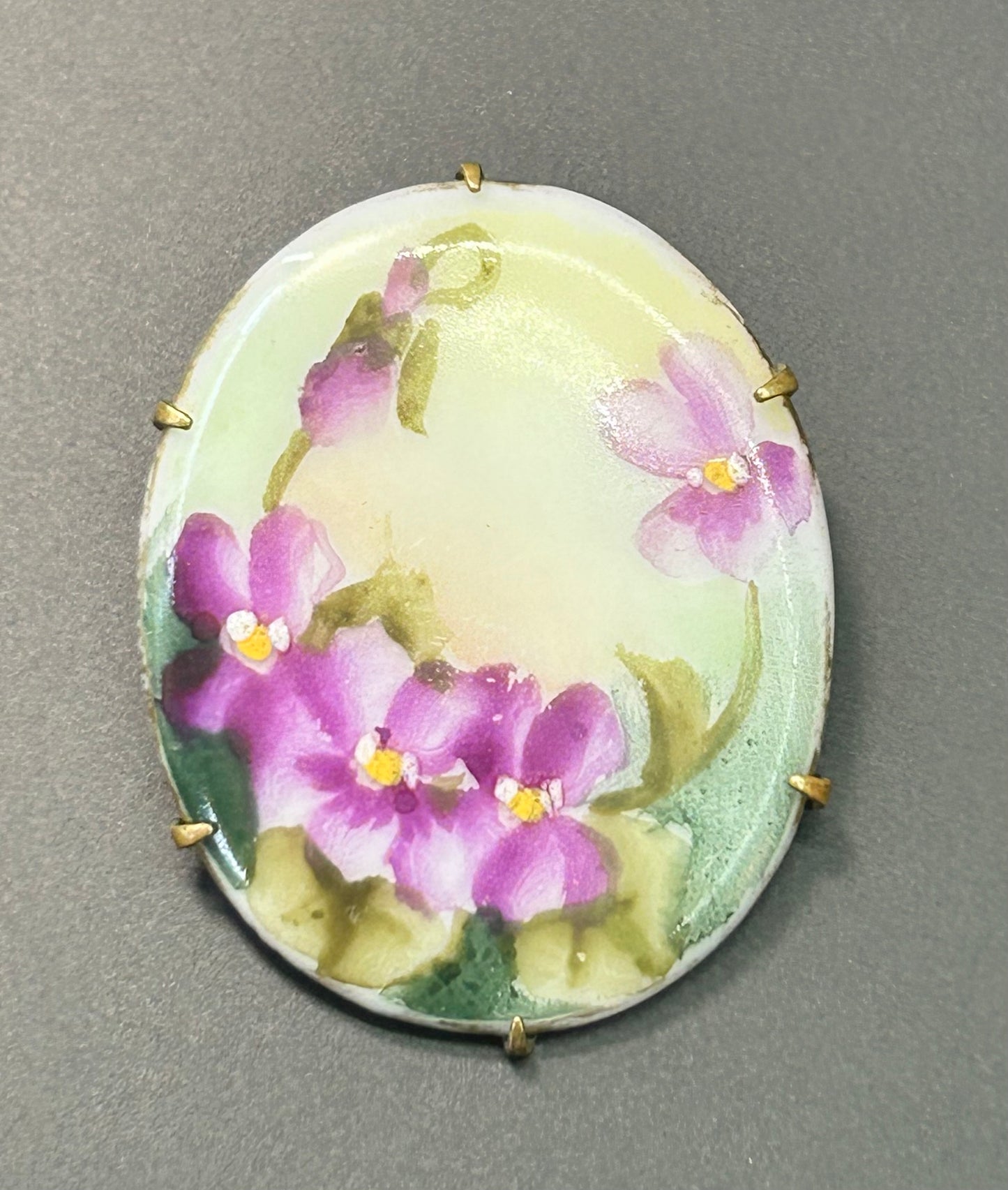 Vintage Porcelain Flower Brooch