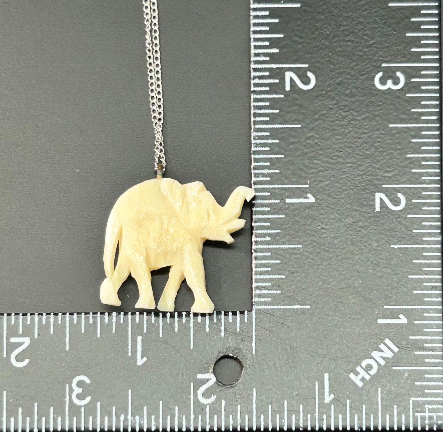 Sterling Silver Bone Elephant Necklace