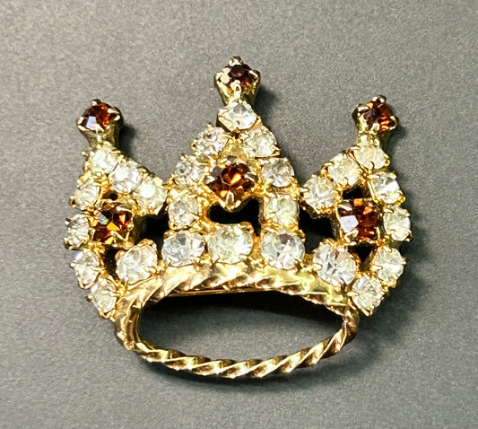 Rhinestone Crown Brooch