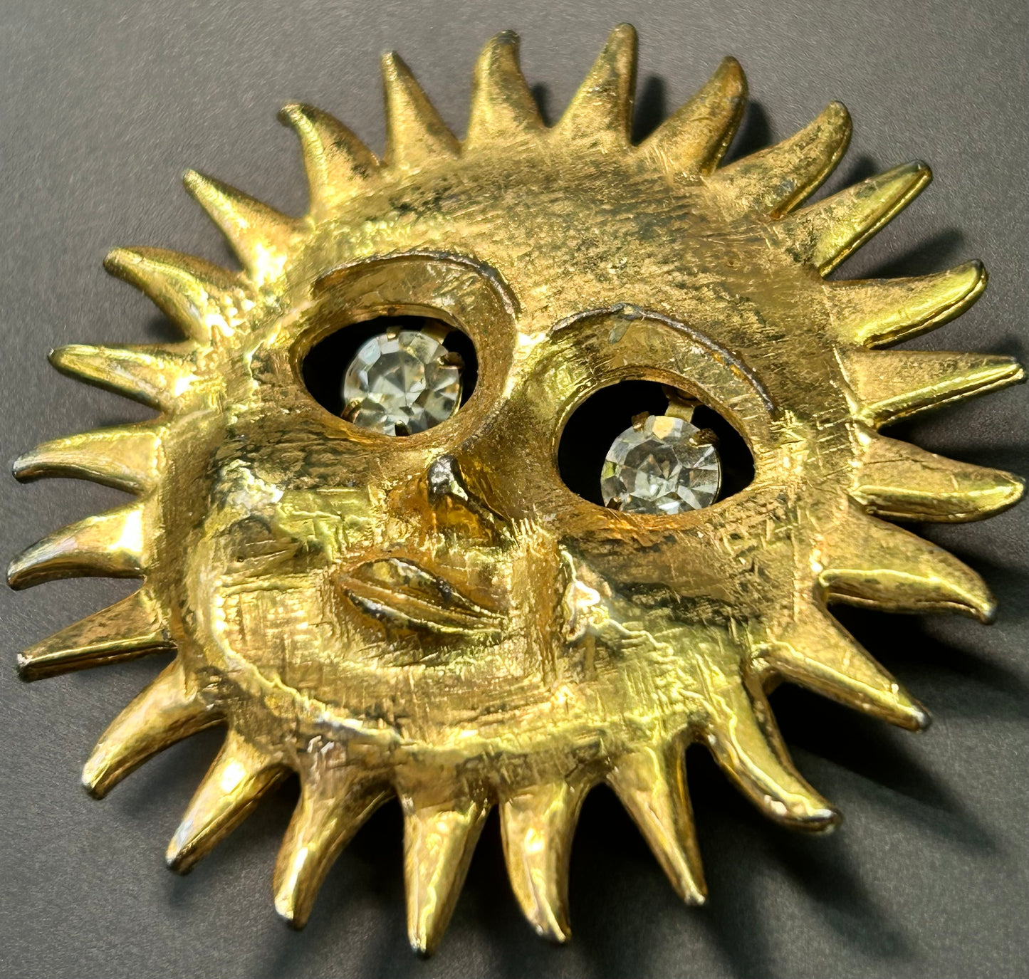 Rhinestone Sun Brooch