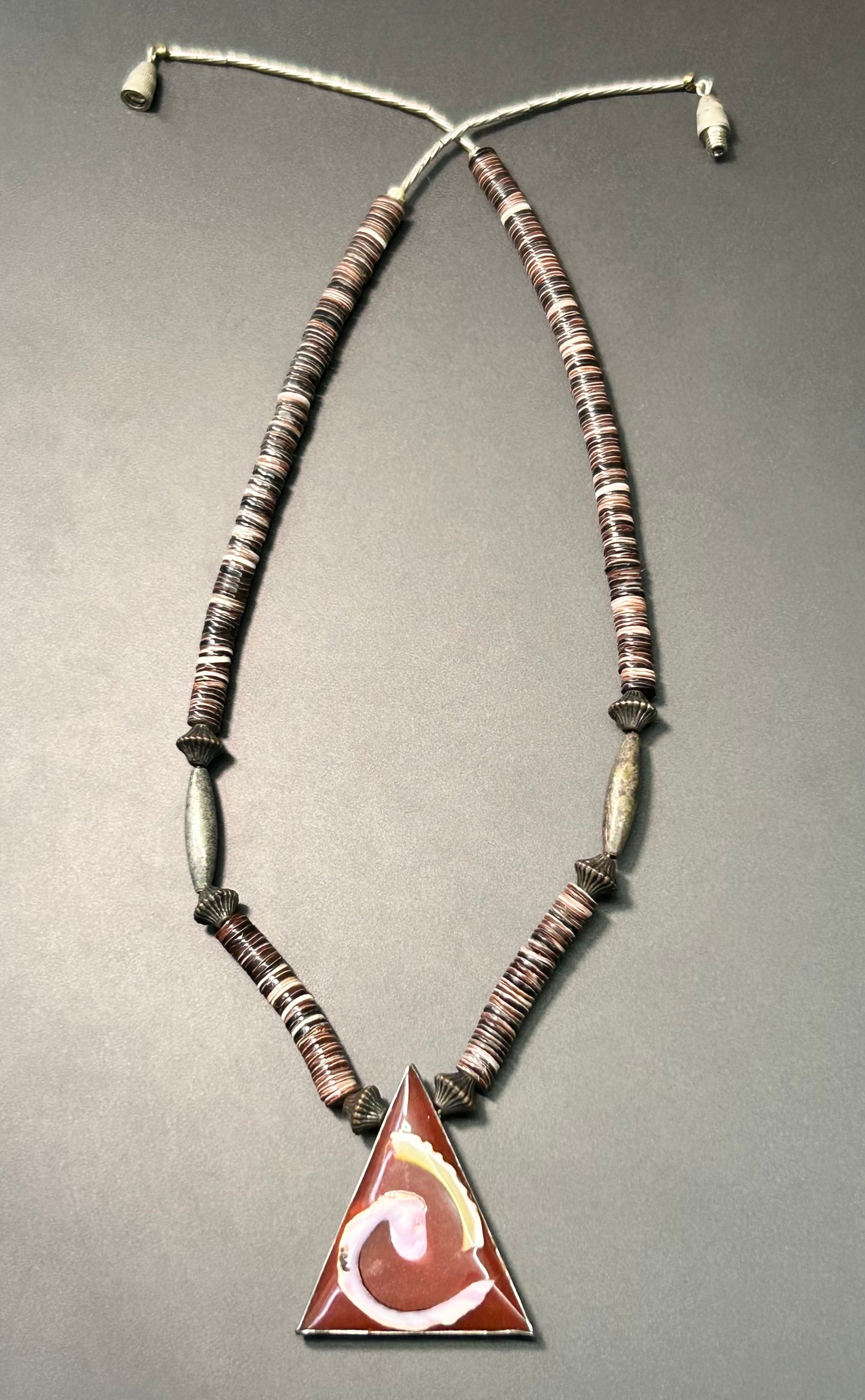 Painted Pendant Heishi Bead Necklace