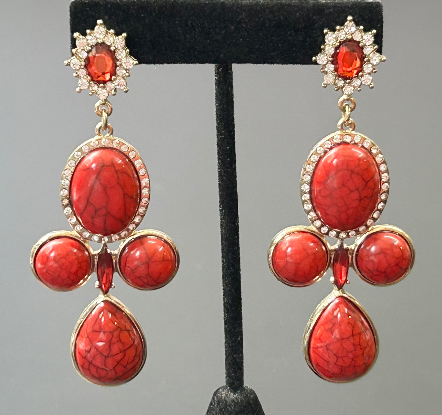 Red Faux Stone Earrings