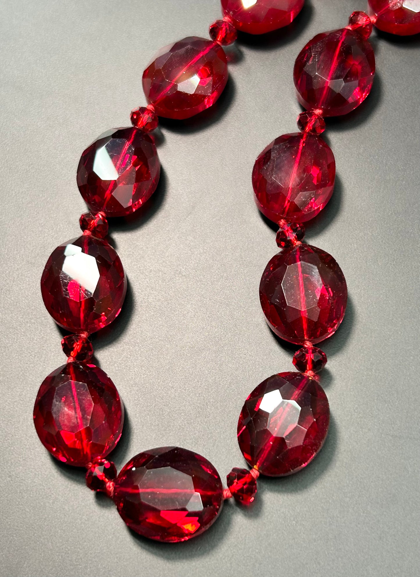 Red Faceted Glass Necklace