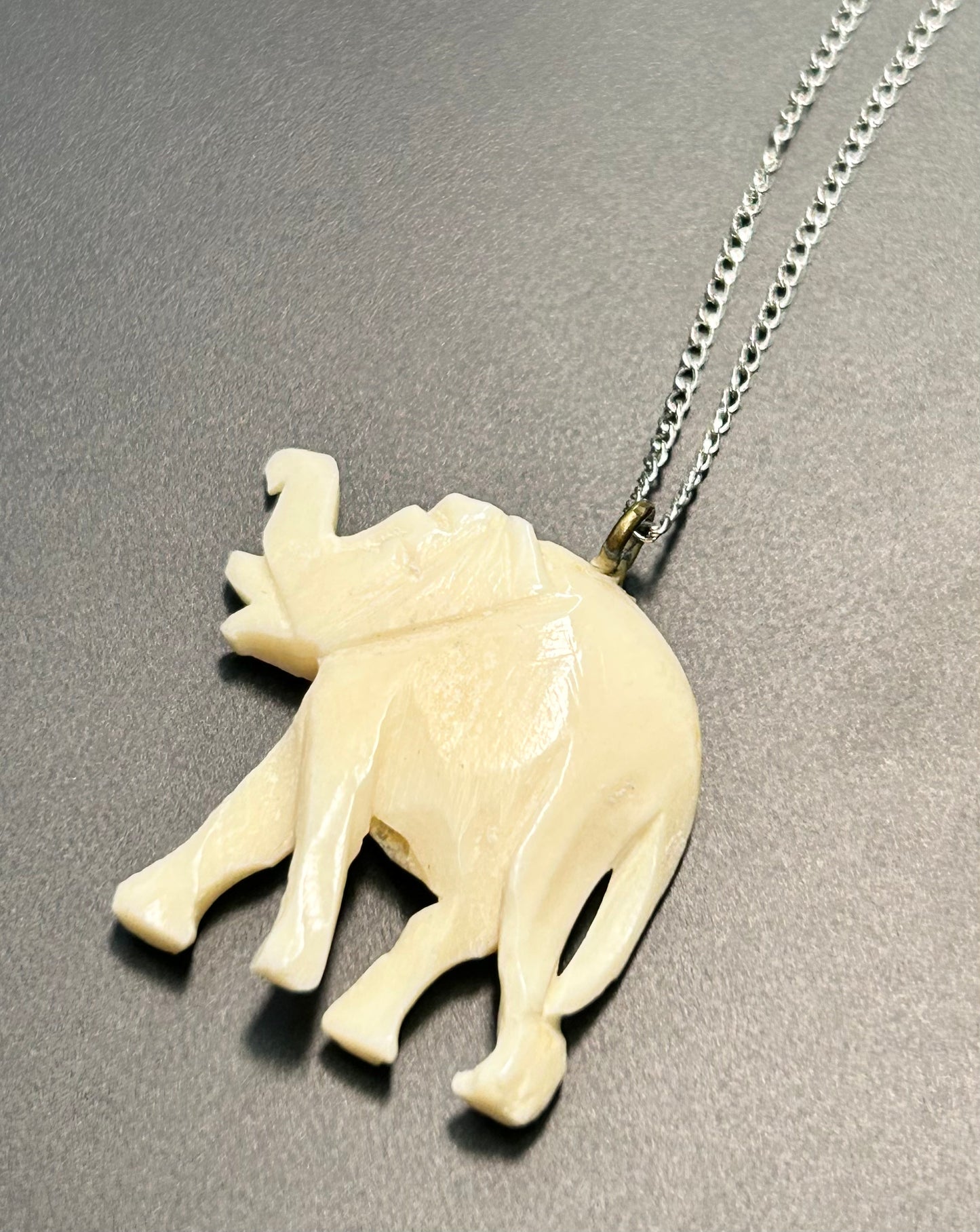 Sterling Silver Bone Elephant Necklace