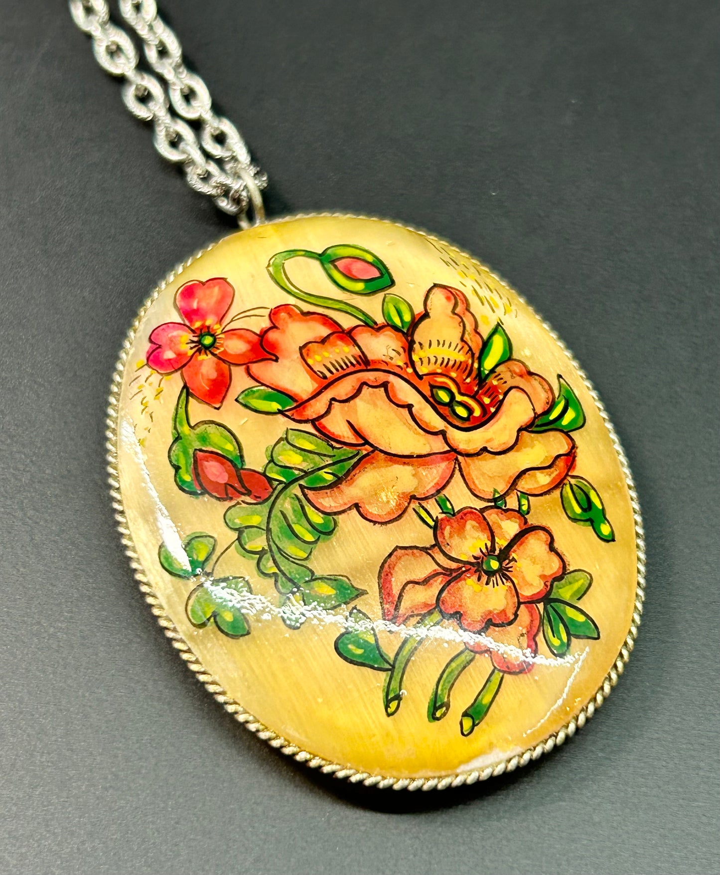 Vintage Double Sided Glass Necklace
