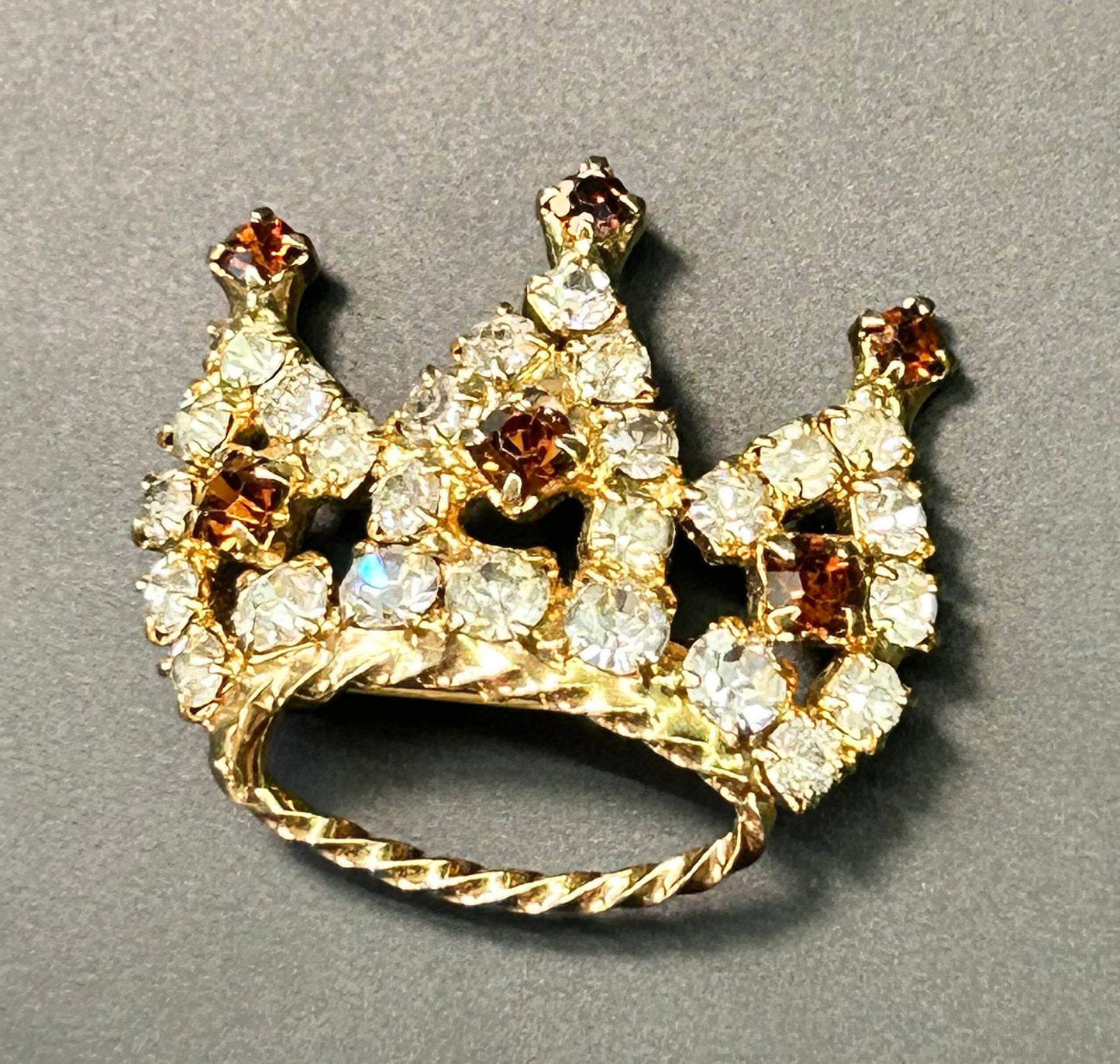 Rhinestone Crown Brooch