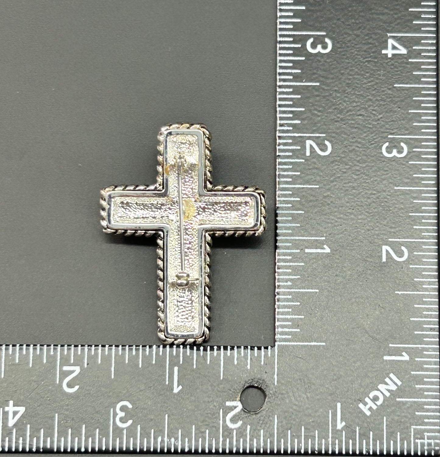 Faux Pearl Cross Brooch