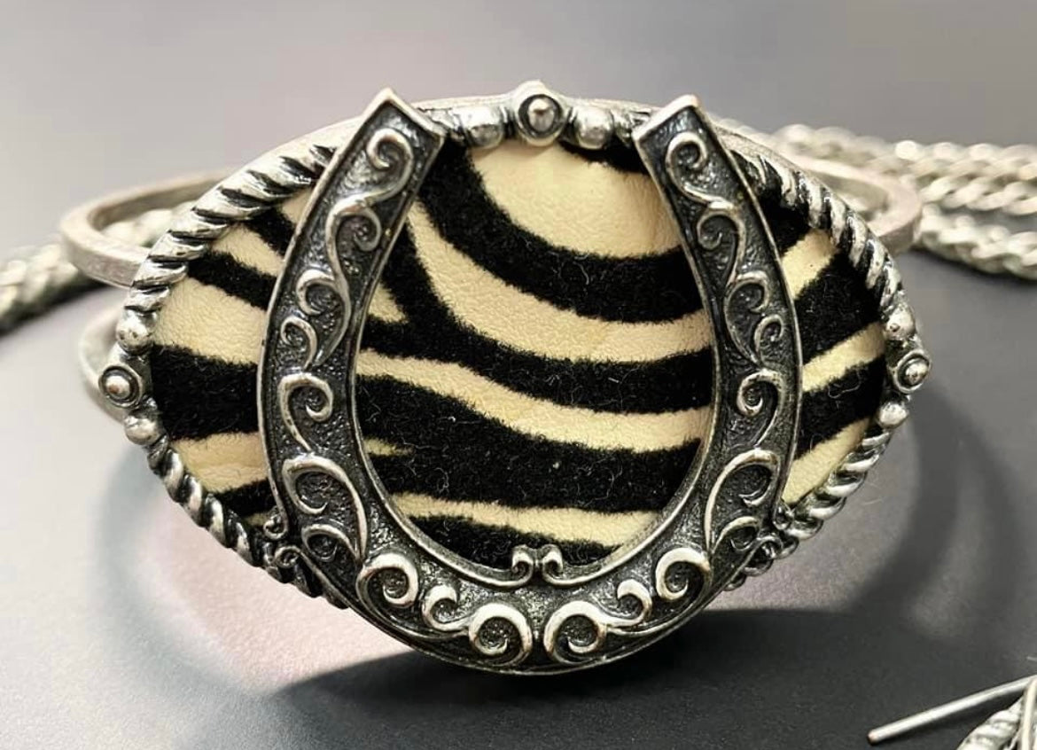 Zebra Striped Horseshoe Fashion Set