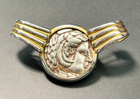 Vintage Artisan Coin Brooch