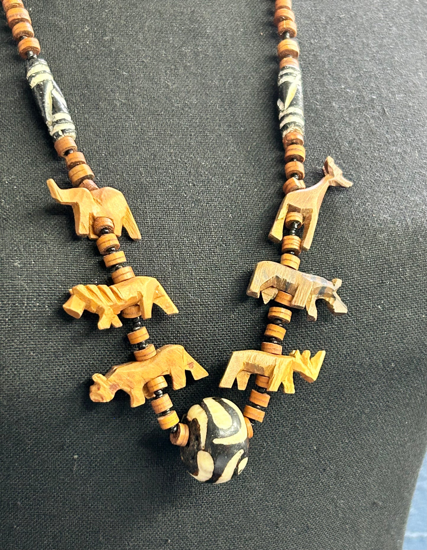 Wood Carved Animal Necklace